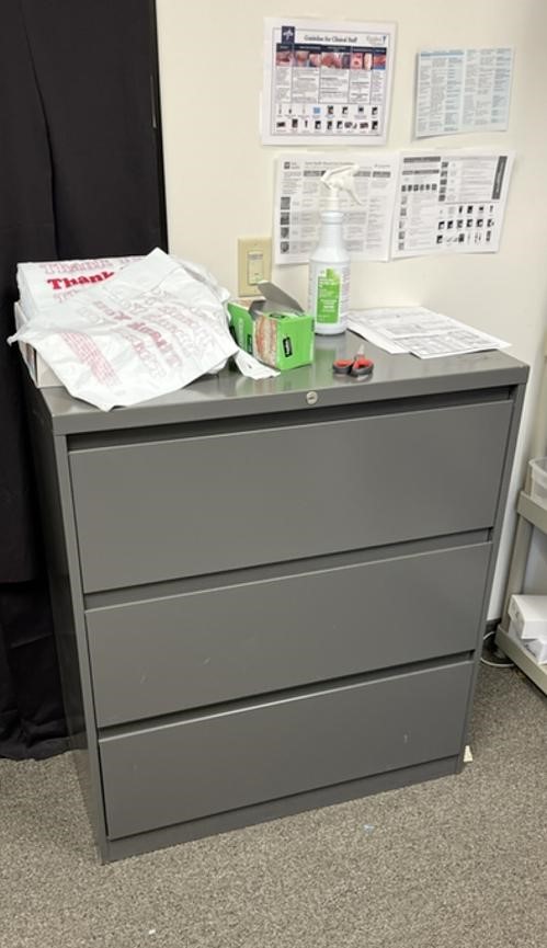 3-Drawer Grey File Cabinet