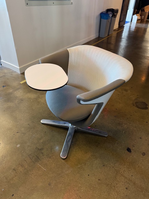 Side chair with swing table