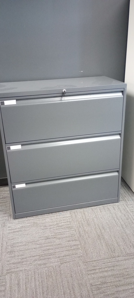 3H grey lateral metal filing cabinets