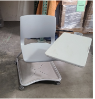 TEKNION VARIABLE GREY CHAIR W/ WORKSURFACE TABLET &amp; CUPHOLDER