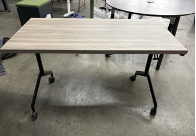 TEKNION FLIP TOP TABLE WOODEN TOP - EBONY BASE W/ CASTERS