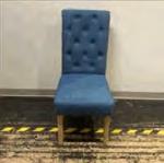 Lounge Chair - Blue Fabric, Wood Legs