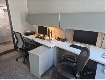  L-Shaped Desk With Overhead Bin