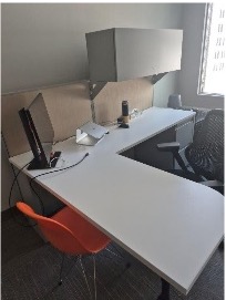 L-Shaped Desk With Overhead Bin #2