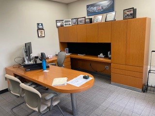 Hutch On Back Credenza Of Desk 