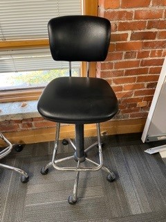 Stool, black, leather