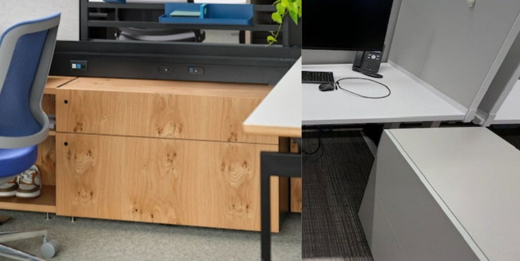 Knoll 2H Drawers (Grey wood is actual item, photo on left for reference to see full item)