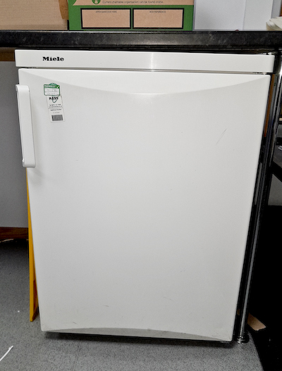 White under-counter fridge