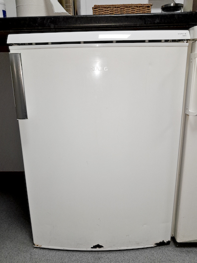 White under-counter fridge