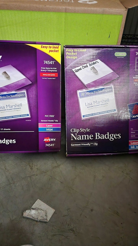 Boxes of Plastic Name Badge Holders