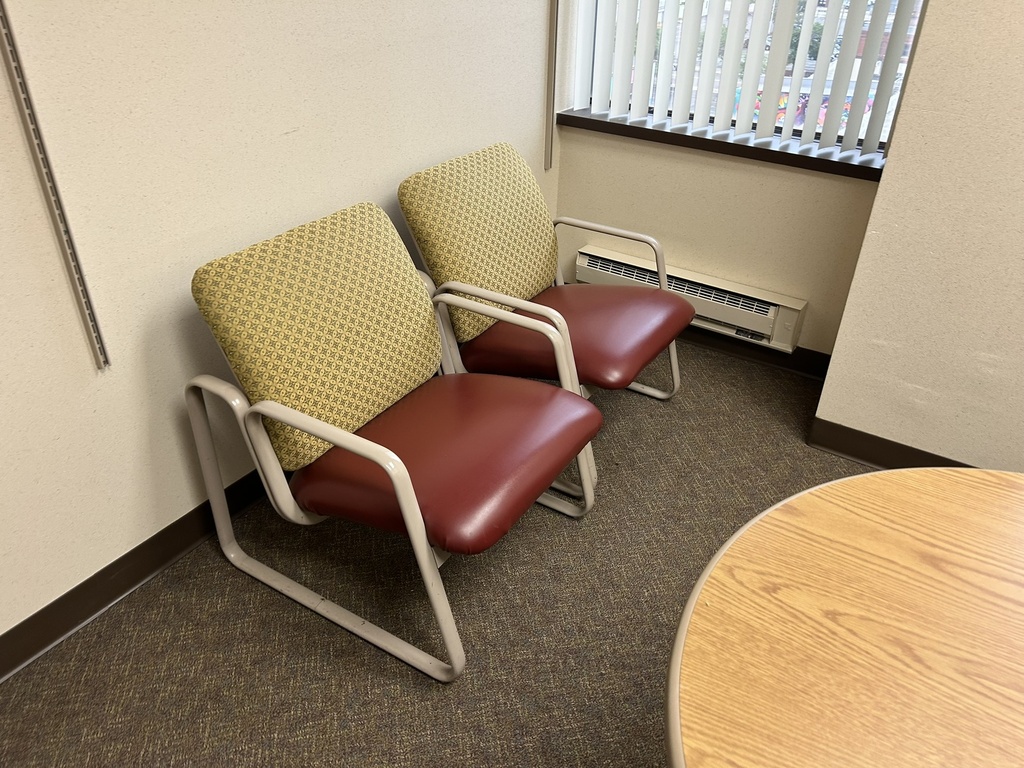 Guest Chairs w Red Seat and Metal Arms
