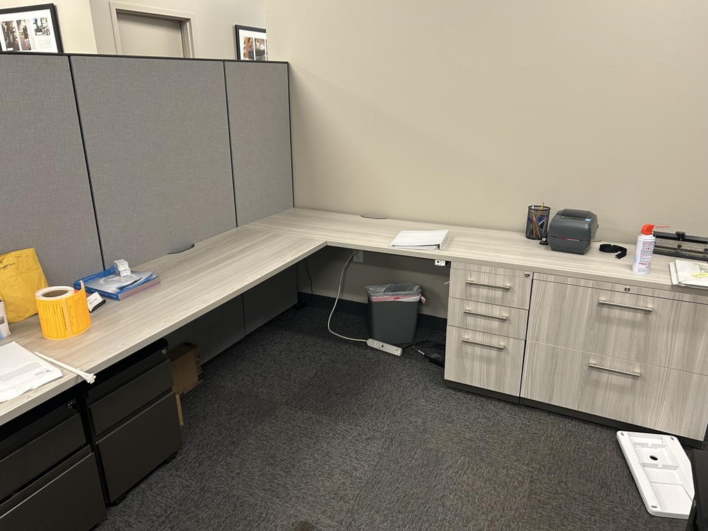 L-Shaped Workstation Desk (wall mounted required)