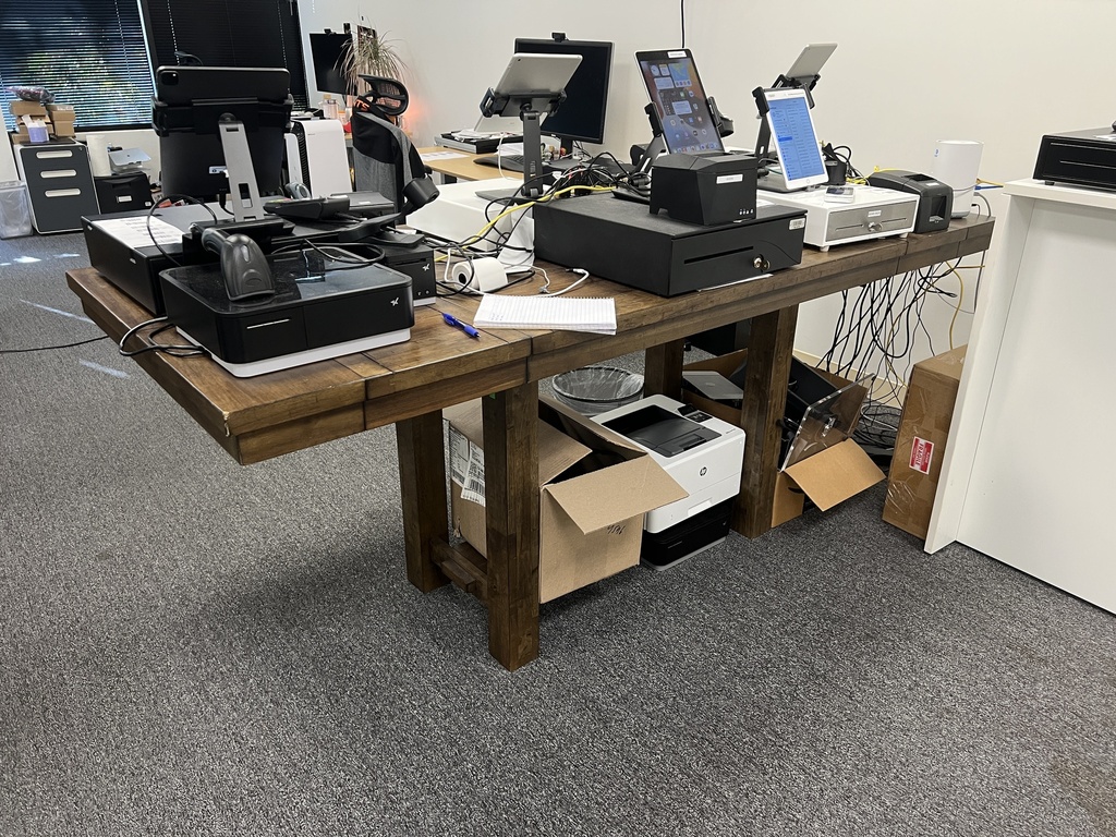 Counter height, wood table