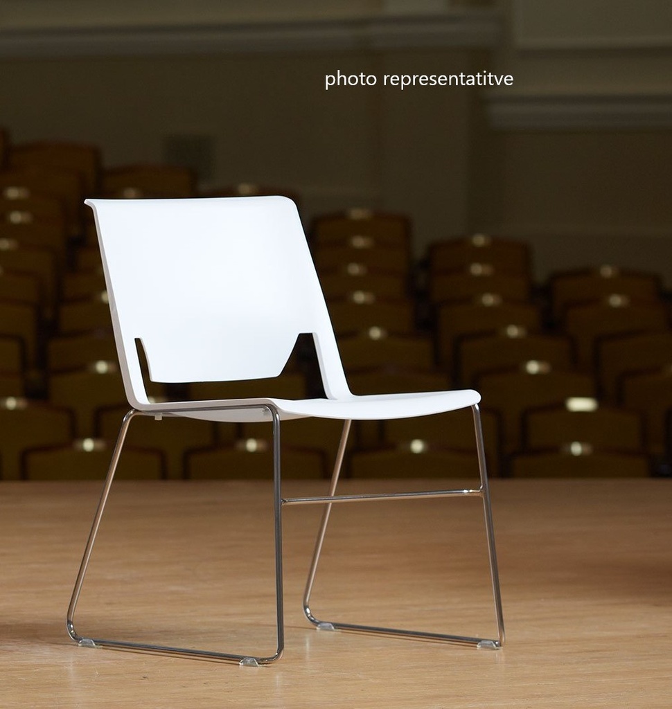 CAFE CHAIR WHITE PLASTIC W/SILVER LEGS