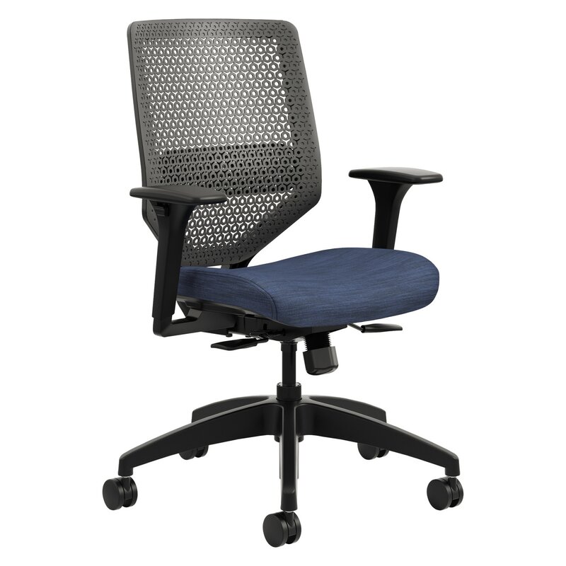 SOLVE MESH BACK TASK CHAIR, BLK/MED. BLUE FAB./ GRAY MESH