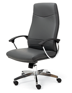 CAPRONE HIGH BACK TASK CHAIR, BLK LEATHER, CHROME BASE