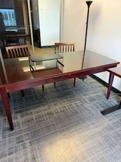 36" d x 72" w table with glass