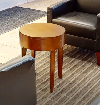 Round small wood table