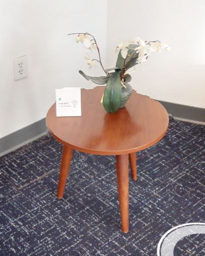 Round wood side table