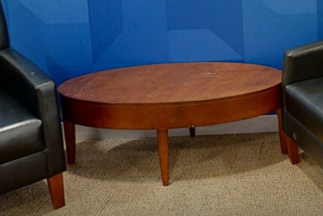 Oval wood coffee table