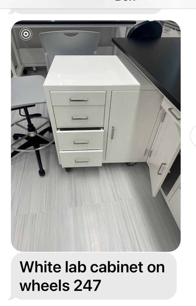 White cabinet on wheels