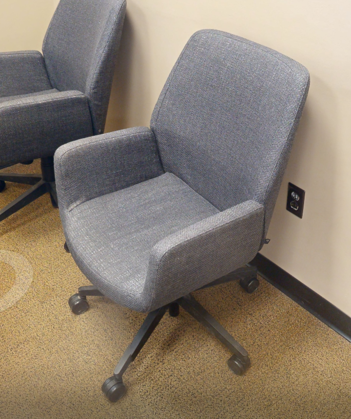 Grey conference chair, wheels