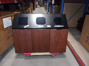 THREE PART TRASH RECYCLING RECEPTACLE 46"W