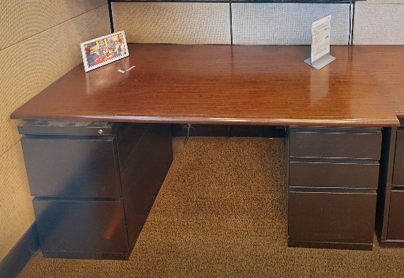 Wood desktop with pedestals