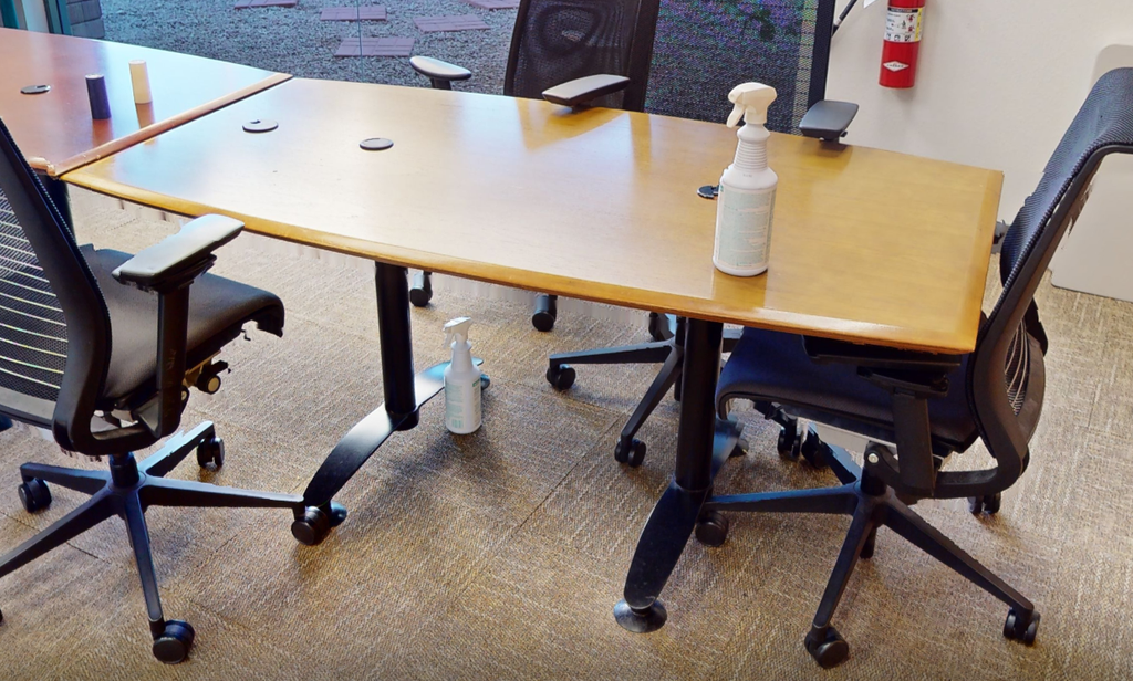 Conference table, blonde wood top