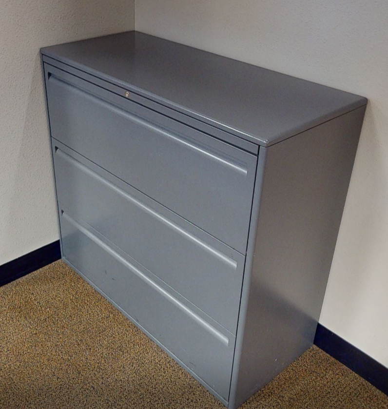 3D lateral file cabinet, grey
