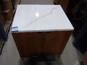 MARBLE TOP CABINET W/DOORS