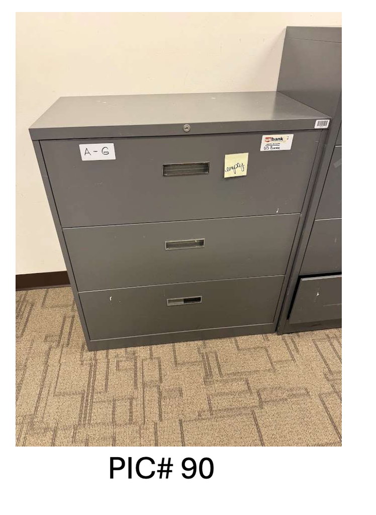 3 DRAWER LATERAL FILE CABINET - DARK GREY