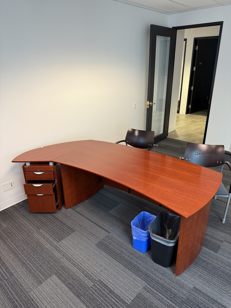 Large Curved Wood Desk  