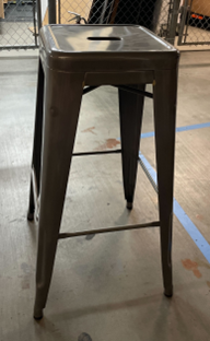 Grey metal barstool
