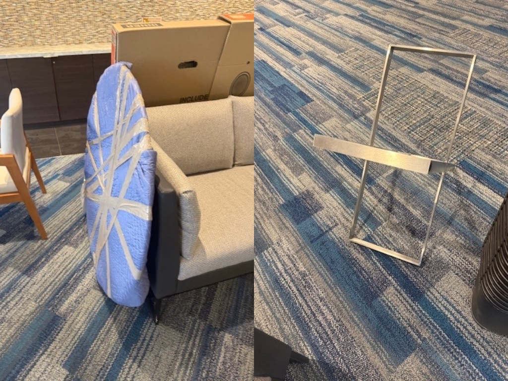 42' Glass Table with Metal Base