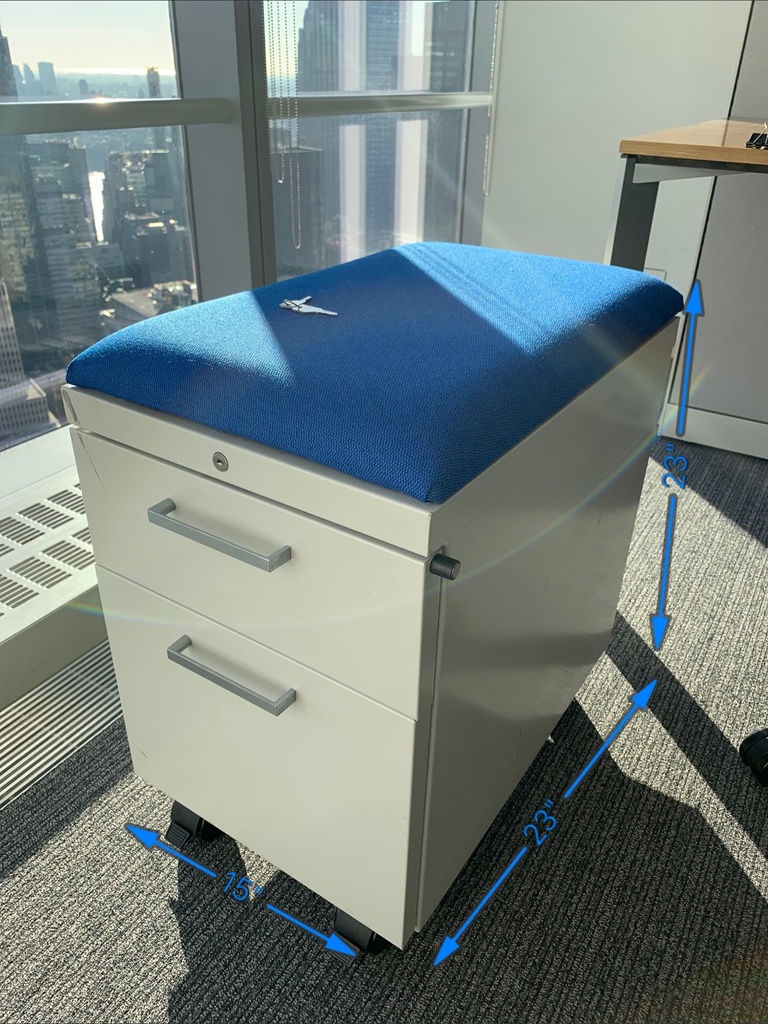 Metal Rolling Pedestal with Blue Cushion (23X23X18)