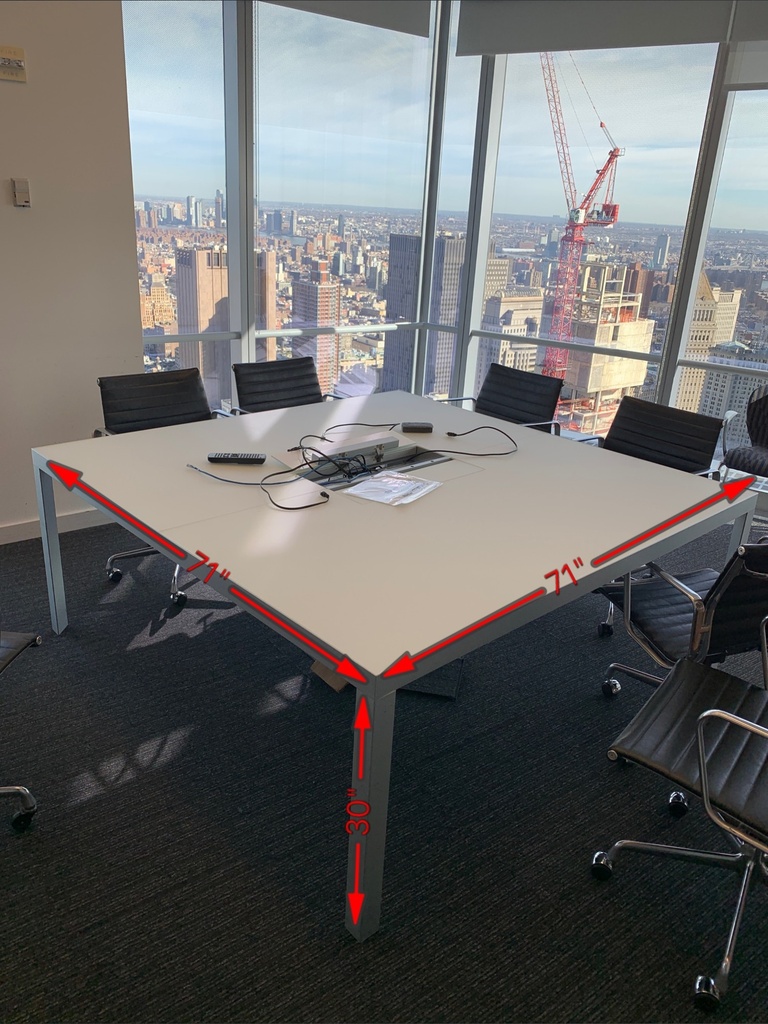 2 Piece Glass Top Square Conference Table (71x71x29)