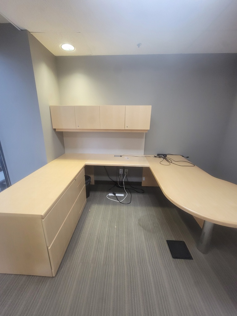 U shape desk w/hoverhangin comp+ ped (photo representation)