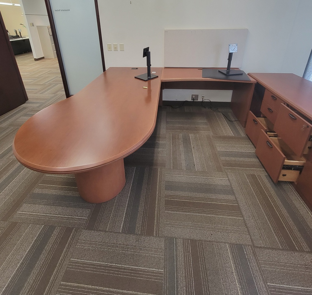 L shape wood desk 