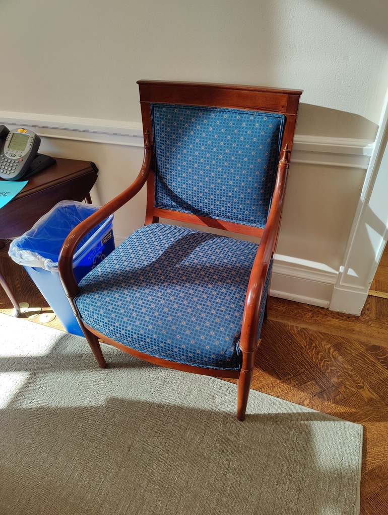 Wood Chair Blue Fabric