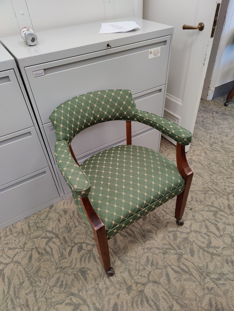 Wood Chair Green Fabric