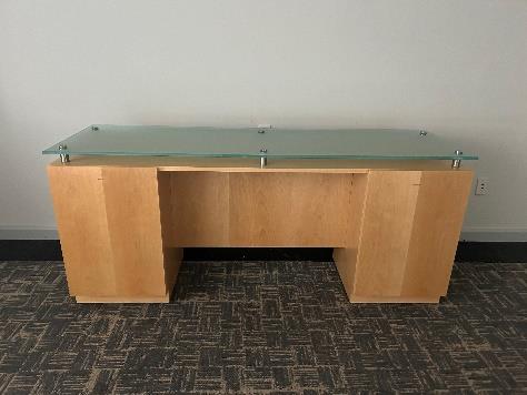Serving credenza with glass top