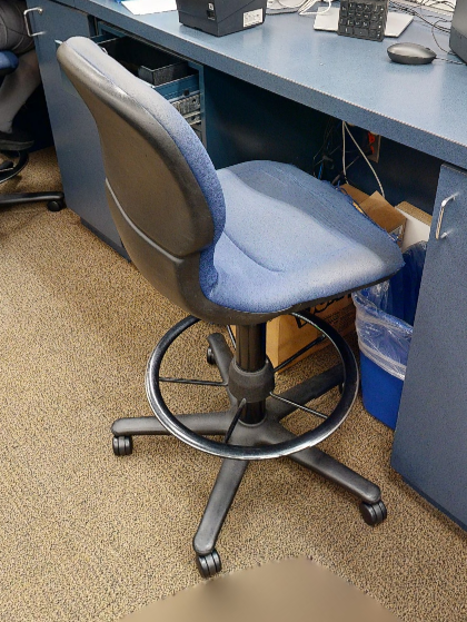 Blue adjustable height task chair no arms