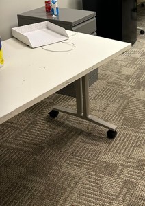 White Table on Wheels