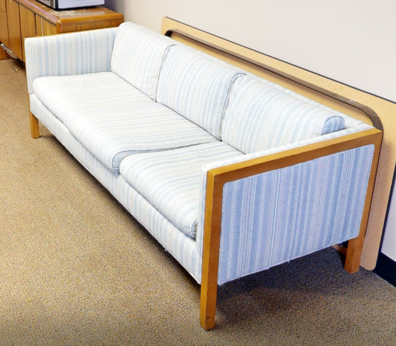 Striped blue &amp; wht 3 seat couch
