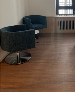 Small White Side Table (between the chairs)