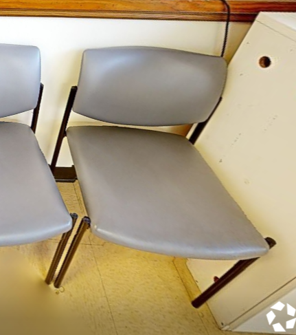 Grey side metal chair no arms
