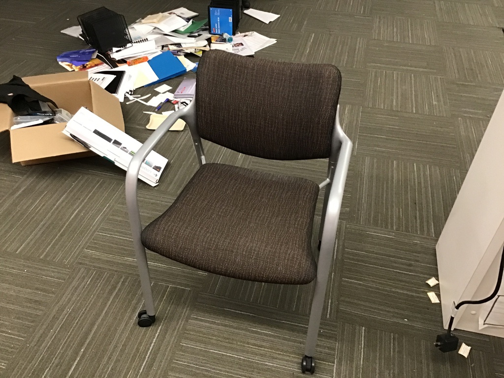 Side Chairs/casters/Brown weave/silver frame