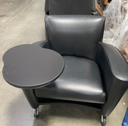 Black, mobile tablet arm chairs