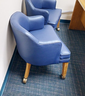 Blue mobile guest chair